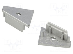 Cap for LED profiles; silver; ABS; Application: CORNER14