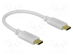 Cable; USB C plug,both sides; 0.15m; white; 22AWG; Øcable: 3.8mm