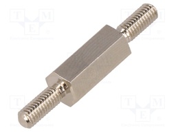 Screwed spacer sleeve; 12mm; Ext.thread: M3; hexagonal; brass