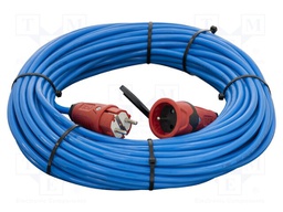 Extension lead; Sockets: 1; PUR; blue; 3x1,5mm2; 30m; 16A