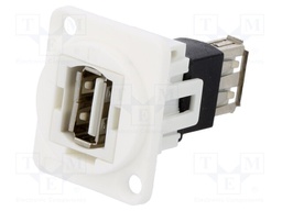 Coupler; USB A socket,both sides; FT; USB 2.0; plastic; 19x24mm