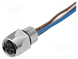 Connector: M8; 0.5m; female; PIN: 4; for panel mounting,screw; E; 4A
