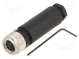 Connector: M8; female; PIN: 4; straight; for cable; plug; 4A; 30V
