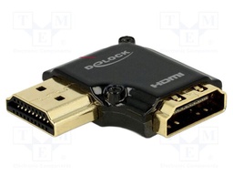 Adapter; HDMI socket,HDMI plug 90° left/right; metal; black
