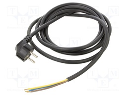 Cable; CEE 7/7 (E/F) plug angled,wires; PVC; 3m; black; 3x1,5mm2