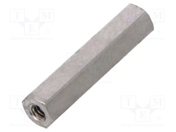 Screwed spacer sleeve; Int.thread: M2; 18mm; hexagonal; brass