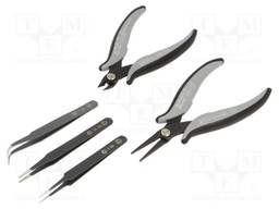 Kit: tweezers; universal; ESD; 5pcs.