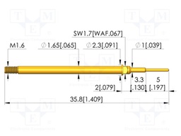 Test needle; Spring compression: 4mm; 8mm; 5A; CuBe; gold-plated