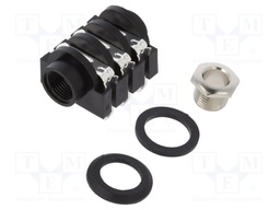 Socket; Jack 6,35mm; female; stereo; with triple switch; tinned