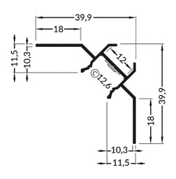 Profiles for LED modules; angular,recessed; natural; L: 1m; 90°