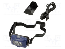 Torch: LED headtorch; 35h; 20lm,120lm,300lm,500lm; blue-black