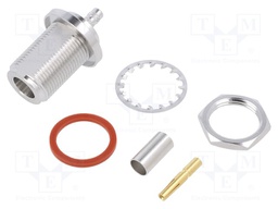 Socket; N; female; straight; 50Ω; crimped; for panel mounting