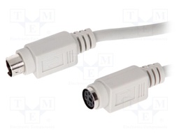 Cable; PS/2 socket,PS/2 plug; 5m; grey; connection 1: 1