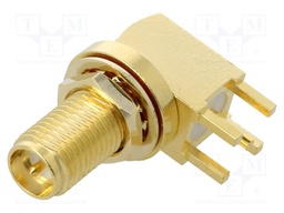 Connector: RP-SMA; socket; male; angled; THT; PTFE; gold-plated