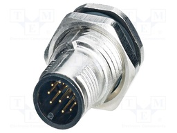 Connector: M12; socket; PIN: 12; male; 30V; straight; THT; A code