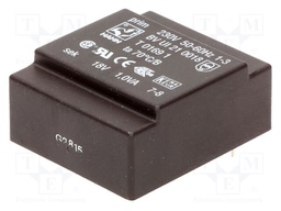 Transformer: encapsulated; 1VA; 230VAC; 18V; 56mA; Mounting: PCB