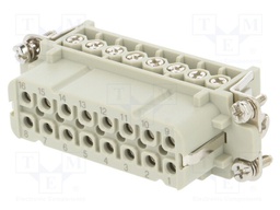 Connector: HDC; female; HA; PIN: 16; 16+PE; size 5; 16A; 250V