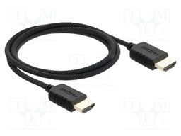 Cable; HDMI plug,both sides; textile; Len: 1m; black; 36AWG; 48Gbps