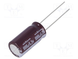 Capacitor: electrolytic; low impedance; THT; 1000uF; 6.3VDC; ±20%