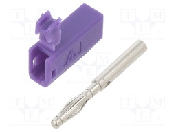 Plug; 2mm banana; 10A; 30VAC; 60VDC; violet; nickel plated; 0.5mm2