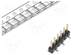 Connector: pin strips; male; PIN: 6; 2.54mm; gold-plated; SMT