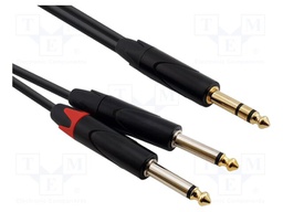 Cable; Jack 6,3mm plug,Jack 6,3mm plug x2; 6m; black; PVC
