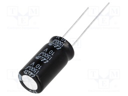 Capacitor: electrolytic; THT; 1500uF; 10VDC; Ø10x20mm; Pitch: 5mm