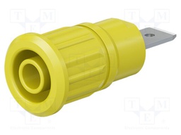 Socket; 4mm banana; 32A; 1kV; yellow; nickel plated; on panel