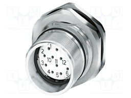 Connector: M23; socket; PIN: 19(16+3); soldering; straight; IP67