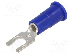 Fork terminal; M3,5; Ø: 3.66mm; crimped; for cable; insulated; blue