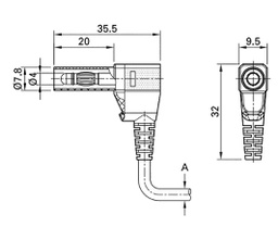 Plug; 4mm banana; 32A; violet; angled,insulated; nickel plated