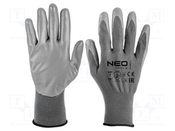 Protective gloves; Size: 11; grey; polyester,polyurethane