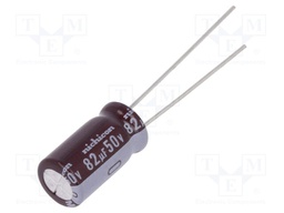 Capacitor: electrolytic; low impedance; THT; 82uF; 50VDC; Ø8x15mm