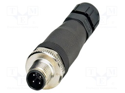 Connector: M12; plug; PIN: 4; 250V; straight; IP67; screw terminal