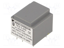Transformer: encapsulated; 0.5VA; 230VAC; 10.5V; 47.6mA; IP00; 50g