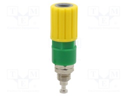 Socket; 4mm banana; 36A; yellow-green; nickel plated; -20÷80°C