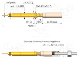Test needle; Spring compression: 4mm; 5.5mm; 40A; CuBe; Ø: 6.9mm