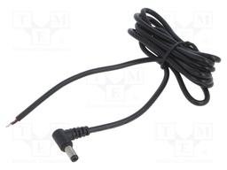 Cable; 2x0.5mm2; DC 5,5/2,5 plug; angled; black; 1.5m; -20÷80°C