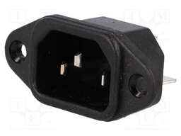 Connector: AC supply; socket; male; 10A; 250VAC; IEC 60320; C14 (E)