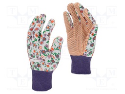 Protective gloves; Size: 9; violet; cotton,polyester,PVC; tag
