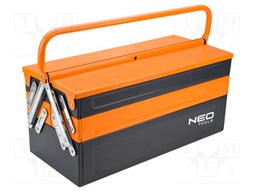 Chest; tool case; black-orange; metal; 450x200x210mm; 30kg