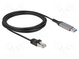 Cable; RJ45 plug,USB A plug; 3m; black; 32AWG; 1Gbps; Cat: 6