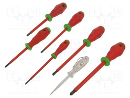 Phillips,slot; Chrom-vanadium-molybdenum steel; 7pcs.