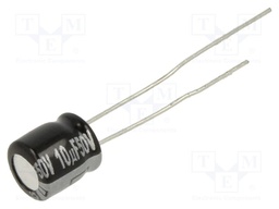Capacitor: electrolytic; THT; 10uF; 50VDC; Ø6.3x7mm; Pitch: 2.5mm