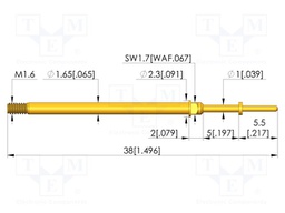 Test needle; Spring compression: 4mm; 5mm; 8A; CuBe; gold-plated