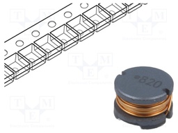 Inductor: wire; SMD; 82uH; 780mA; ±10%; Ø: 8mm; H: 5mm; 370mΩ