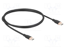 Cable; USB 2.0; USB C plug,both sides; gold-plated; 1m; black