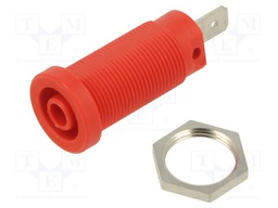 Socket; 4mm banana; 24A; 1kV; red; nickel plated; on panel