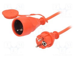 Extension lead; 3x1.5mm2; Sockets: 1; PVC; orange; 10m; 10A