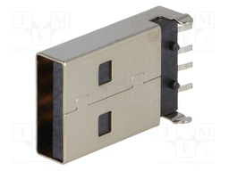 Plug; USB A; on PCBs; SMT; PIN: 4; horizontal; USB 2.0